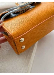 1 Pc New Model Girl s Fashion Retro Color Matching Handbag Pu Material Twist Lock Closure Crossbody Bag Simple And Elegant Casual And Versatile A Must Have For Daily Travel
