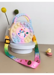 حقيبة يد بشكل قلب، حقيبة كروسبودي من السيليكون، محفظة وحيد القرن - مخفف للتوتر، مقاوم للماء، جيب تخزين قوي - سل