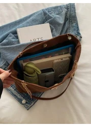 حقيبة كتف مشد كبيرة السعة من البوليستر بزخرفة غزلان، مناسبة للنساء للاستخدام اليومي