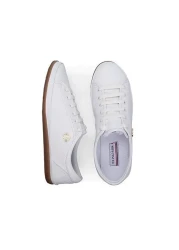 U.S. Polo Assn. حذاء رياضي نسائي من الجلد الطبيعي باللون الأبيض - حذاء كاجوال V6