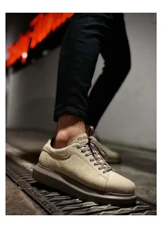 KN Fashion Mp044 Vt Lace-Up Suede Orthopedic High/Thick Sole Men's Sneaker Tan
