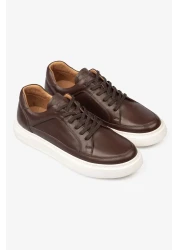 Barmea Men's Sneaker Shoes Genuine Leather - 2401 Brown/White 3154