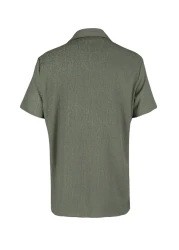  Collection Khaki Color Textured Wrap Summer Shirt - Short Sleeve, Regular Fit Tmnss23Go00055