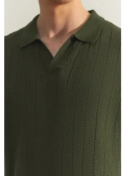  Collection تي شيرت كاكي بأكمام قصيرة ورقبة بولو - إصدار محدود TMNSS23PO00024