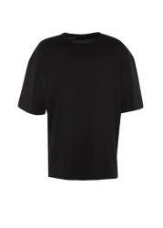  Collection Black Oversize/Wide Cut 100% Cotton Short Sleeve Basic T-Shirt Tmnss22Ts0318