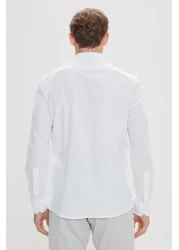 AC&Co / Altınyıldız Classics قميص رجالي أبيض 100% من القطن الفانيلا أكسفورد بقصة ضيقة وياقة بأزرار