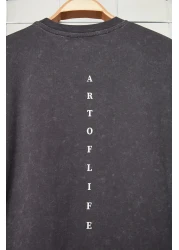  Collection Anthracite Color Oversize Printed Cotton T-Shirt - TMNSS23TS00166