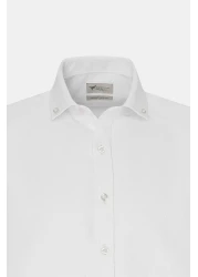 AC&Co / Altınyıldız Classics قميص رجالي أبيض بقصة ضيقة وقصة ضيقة وياقة بأزرار أكسفورد من قطن دوبي