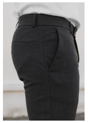 Bürke Men's Anthracite Lycra Flexible Ankle Length Fabric Trousers