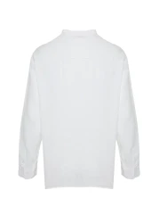  Collection Premium White 100% Linen - Prevailing Neckline Half Placket Shirt Tmnss24Go00057