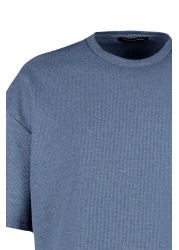  Collection تي شيرت Indigo كبير الحجم/واسع بأكمام قصيرة ومزخرف أساسي TMNSS22TS00049