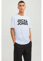 Jack & Jones تي شيرت جاك جونز أبيض برقبة دائرية للرجال 12151955 Jjecorp