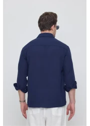 GEİO قميص كتان بقصة كبيرة الحجم للرجال