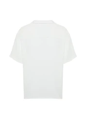  Collection Summer Oversize Linen Look White Shirt - Short Sleeve, TMNSS24GO00019