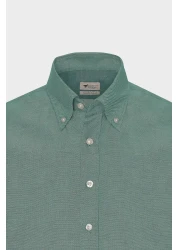 AC&Co / Altınyıldız Classics Green Slim Fit Oxford Men's Shirt - Easy Iron, Button Collar, Cotton