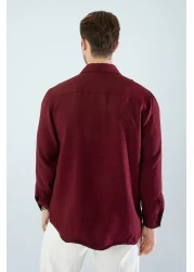 YXC قميص كتان رجالي كبير الحجم بأكمام طويلة وسهل الكي وممتص للعرق وجيد التهوية في 4 مواسم