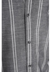  Collection Black Pinstripe Slim Fit Shirt - Button Collar TMNSS20GO0092