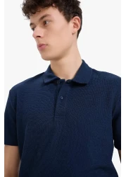 Defacto Regular Fit Polo Neck Textured Basic Plain Short Sleeve T-Shirt B4939Ax25Sm