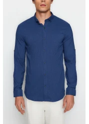  Collection Khaki Regular Fit Apache Collar Linen Shirt Tmnss20Go0443