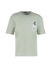  Collection تي شيرت قطني كبير الحجم مطبوع عليه فن النعناع - كم قصير TMNSS21TS3559