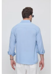 GEİO قميص كتان بقصة كبيرة الحجم للرجال