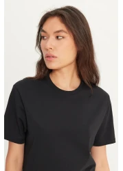 AC&Co / Altınyıldız Classics Men/Unisex Black 100% Cotton Slim Fit Slim Fit Crew Neck Basic T-Shirt