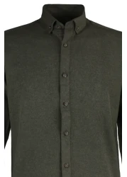  Collection قميص شتوي أخضر بقصة ضيقة - ياقة بأزرار TMNAW20GO0094