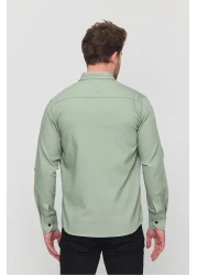 YXC قميص دينم رجالي بقصة ضيقة باللون الأخضر المائي