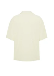 Collection Ecru Ottoman Polo Collar T-Shirt - Non-Wrinkle, Wide Fit, Limited Edition TMNSS23PO00020