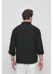 GEİO Men's Oversize Cut Linen Shirt