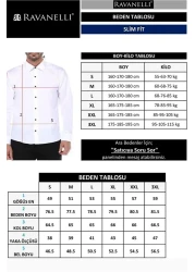 RAVANELLI Giza Men's Striped Slim Fit Shirt - Blue-White, Linen Look Cotton, Buttoned Collar