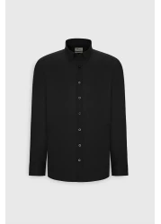 AC&Co / Altınyıldız Classics Black Oxford Men's Shirt - Easy Iron, Button Collar, Slim Fit Cotton