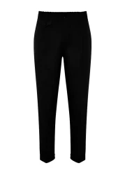  Collection Italian Cut Black Pleated Trousers - Double Leg Tmnss24Pl00022