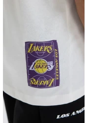 Defacto Defactofit Nba Los Angeles Lakers - Oversize Crew Neck Short Sleeve T-Shirt B3894Ax25Sp