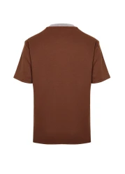  Collection Limited Edition Brown Oversize/Wide Cut Knitwear Banded Textured Pique T-Shirt Tmnss23Ts00079