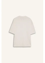 Defacto Loose Fit Crew Neck Short Sleeve Heavy Fabric Basic Plain T-Shirt B4844Ax25Sp