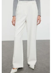  Collection High Waist Wide Leg Ecru Pleated Pants - Twoaw21Pl0076