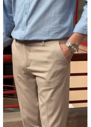 inpool بنطال رجالي من قماش Old Money - جودة عالية، مقاس قياسي 23INP269