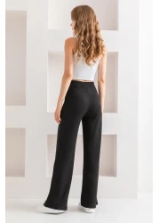 CNRCollection Black High Waist Ribbed Modal Fabric - Recovery Wide Wide Leg Leggings