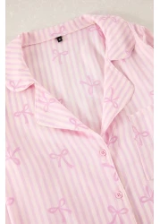  Collection Light Pink Ribbon/Bow Viscose Woven Pajamas Set Thmaw21Pt0936