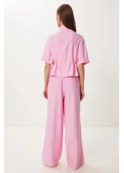 Lovelyİstanbul Crinkle Effect Jacket Pants Suit Dark Pink Ldp0053