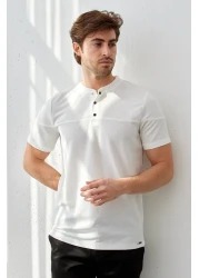 RAVANELLI تي شيرت رجالي عصري ذو قصة ضيقة وياقة واقفة