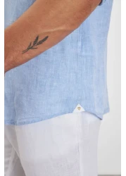 Paşahan Lapel Button Comfort Fit 100% Linen Men's Shirt