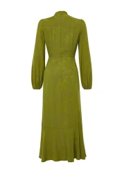  Modest Khaki Jacquard Floral Woven Dress TCTSS24EB00064