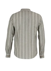  Collection قميص كاكي رفيع مخطط بقصة ضيقة - ياقة بأزرار TMNSS20GO0092