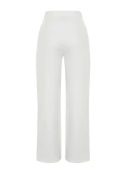  Collection بنطال عالي الخصر واسع الساق من قماش إكرو - TWOAW22PL0066