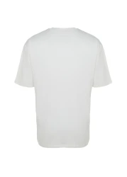  Collection Ecru Oversize/Wide Cut Short Sleeve Printed 100% Cotton T-Shirt Tmnss23Ts00261