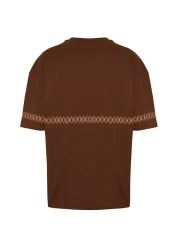  Collection Oversize Brown Embroidered Cotton T-Shirt - TMNSS21TS1889