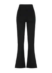  Collection Black Side Slits Flare/Spanish Leg High Waist Knitted Trousers TWOSS23PL00134