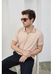 RAVANELLI Men's Non-Shrink Cotton Fabric Slim Fit Slim Fit Polo Neck T-Shirt